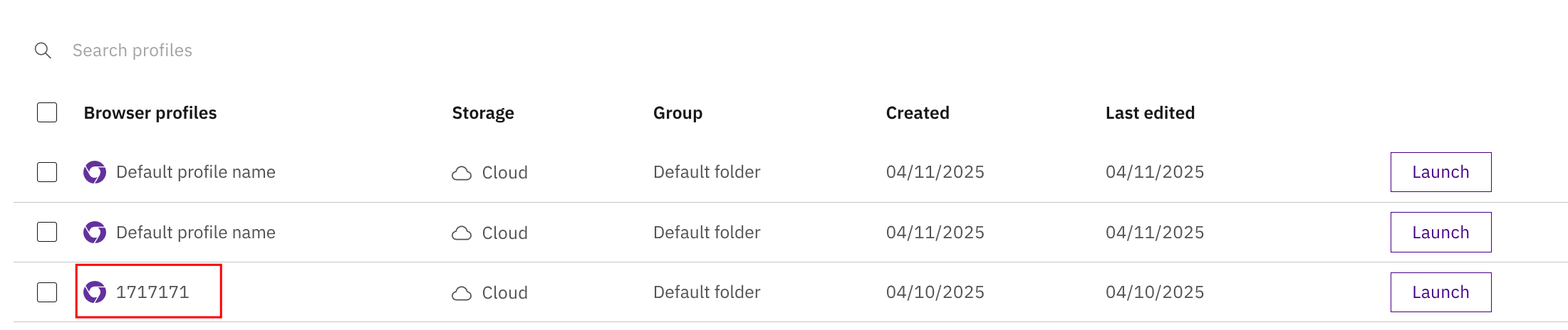 Select Profile
