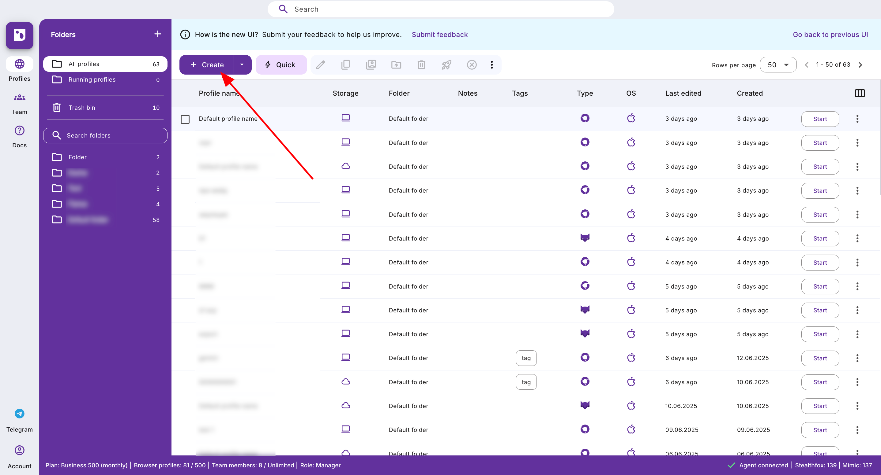 Indigo X main dashboard