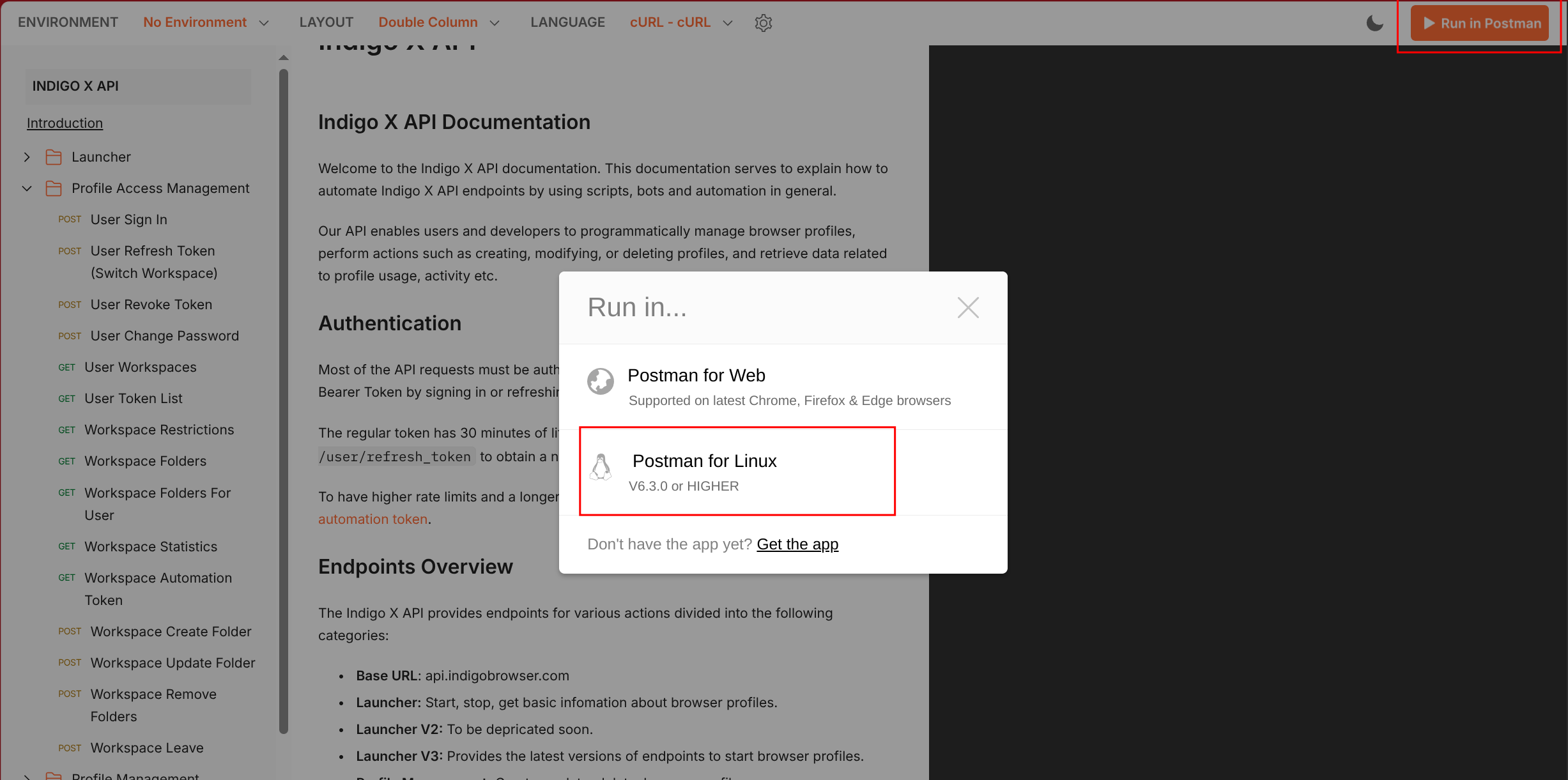 Run in Postman Button