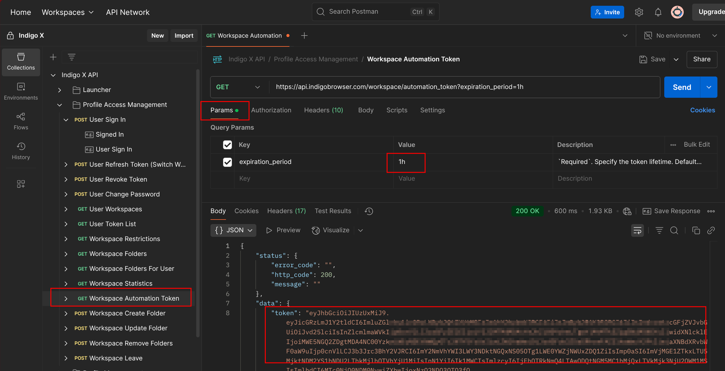 Workspace Owner Token Generation