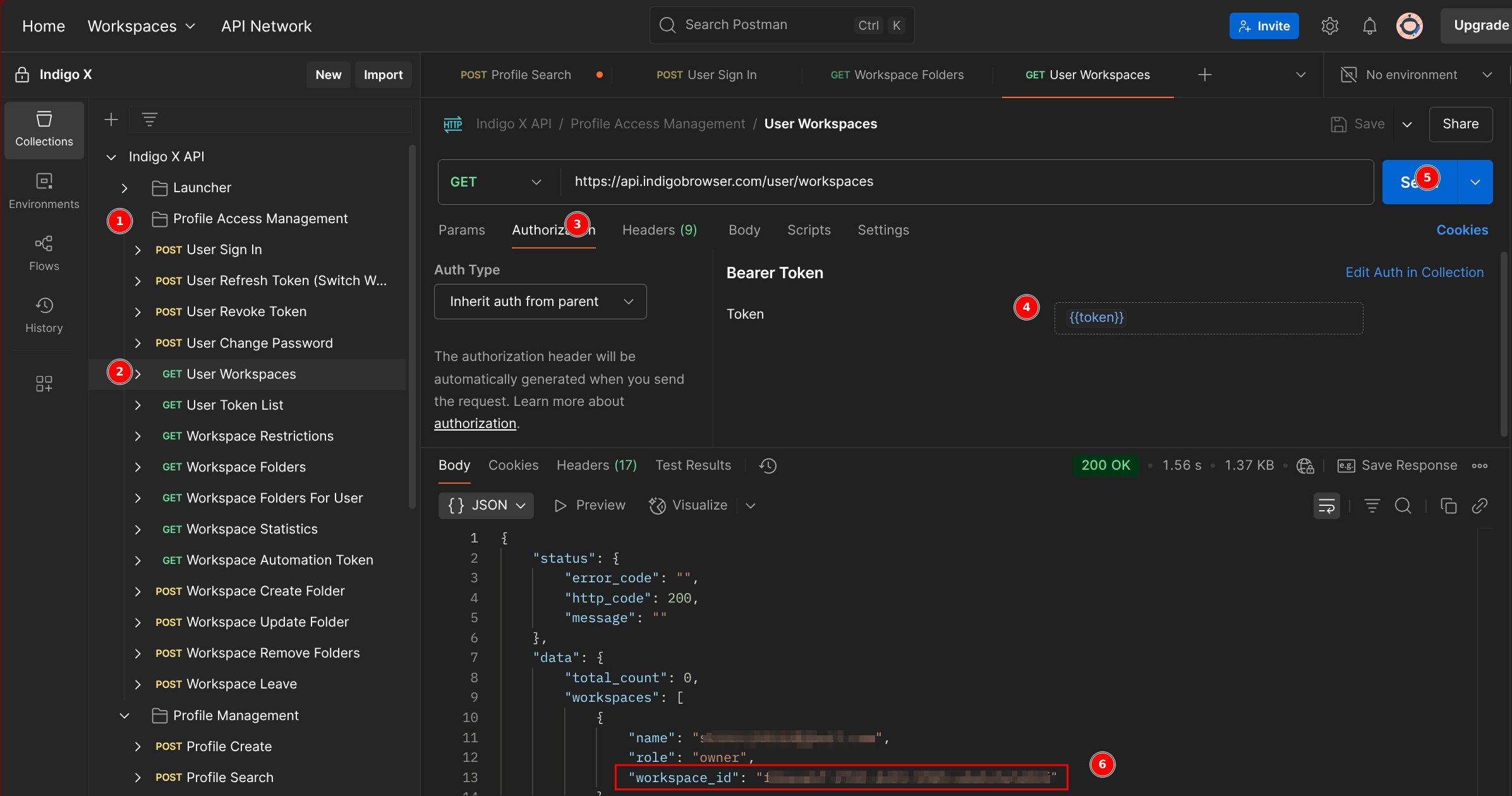 GET User Workspaces Response