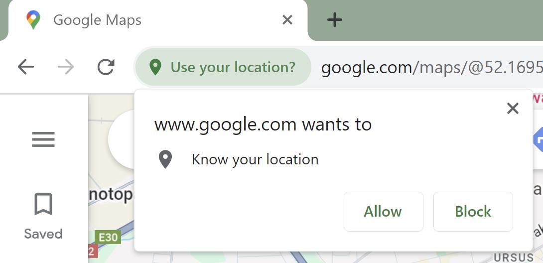 Geolocation settings interface