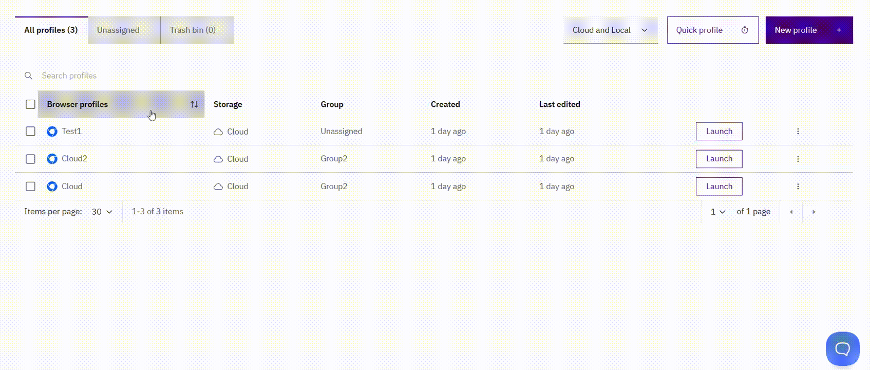 Cloning a profile