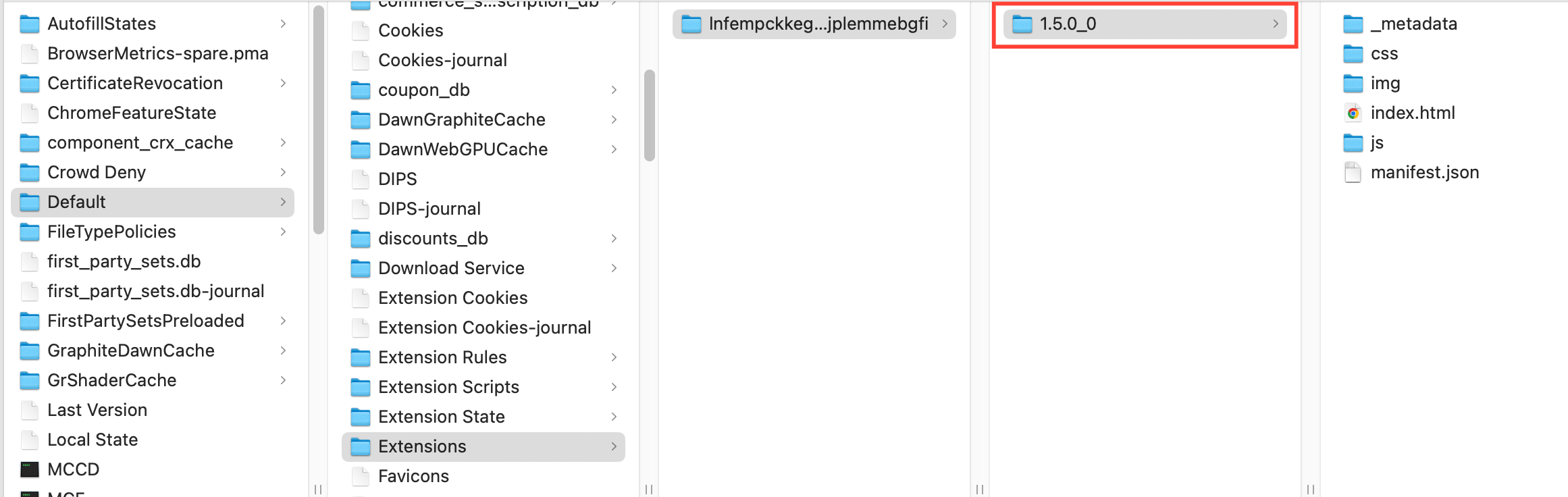 Finding extension path in Chrome