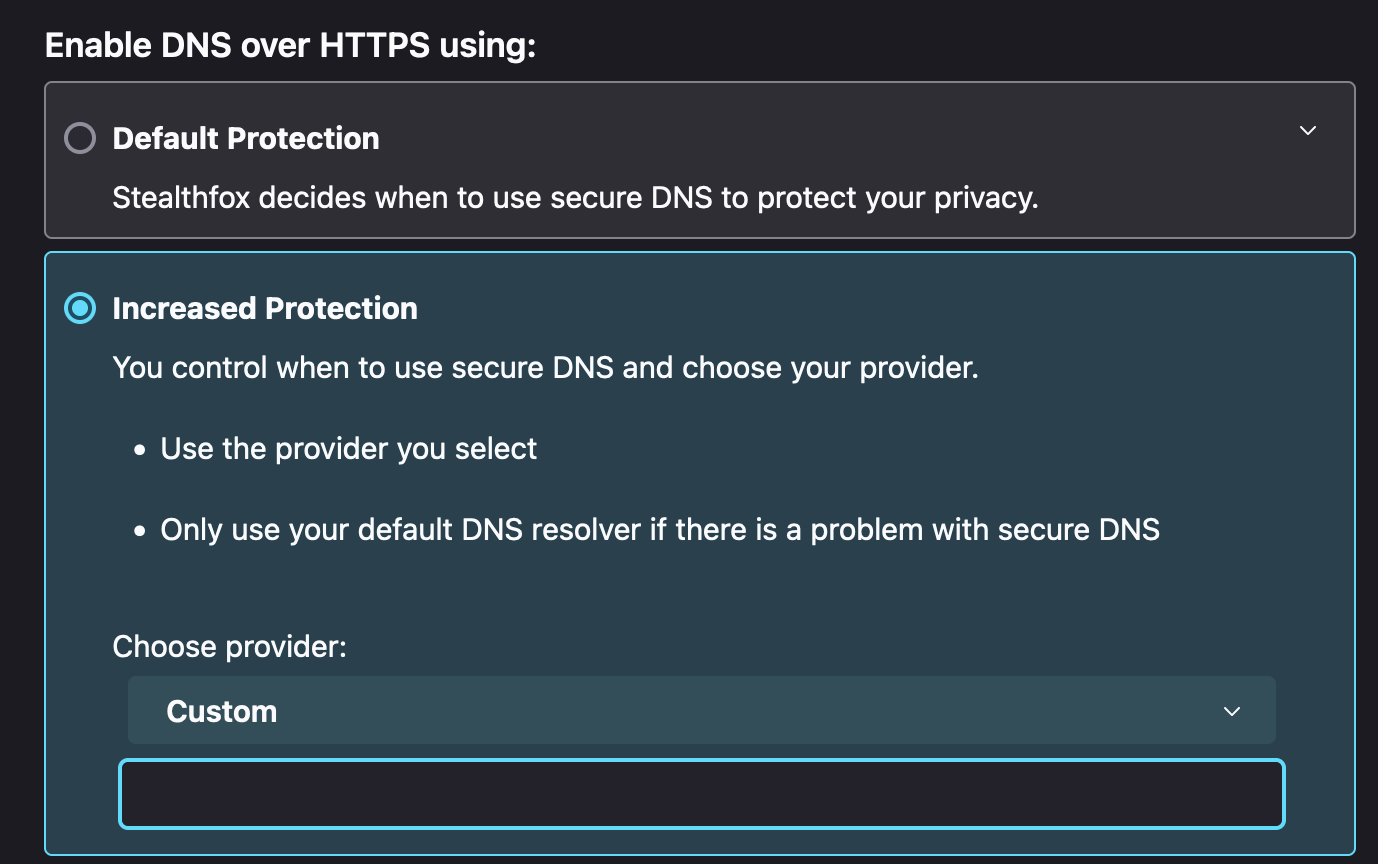 Stealthfox DNS setup