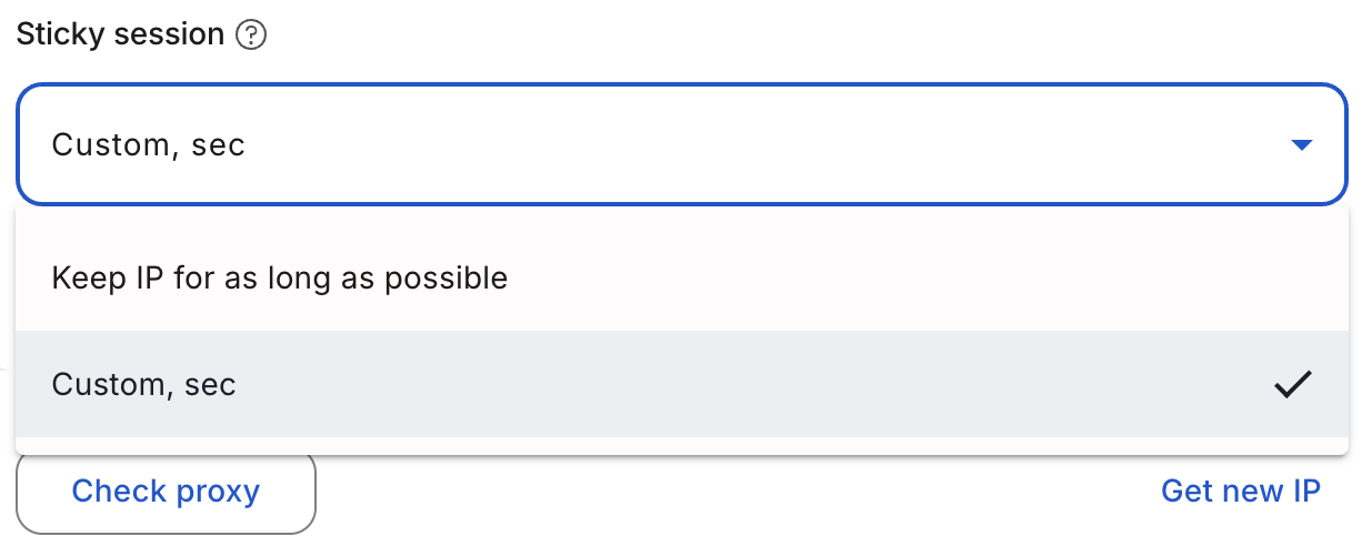 Proxy rotation options in the Indigo proxy generator