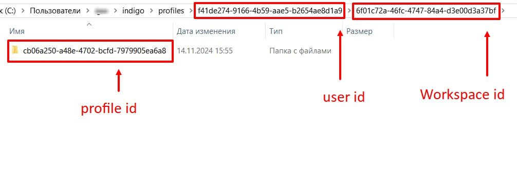 Indigo X storage folder structure