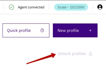Unlock profiles button in Indigo X