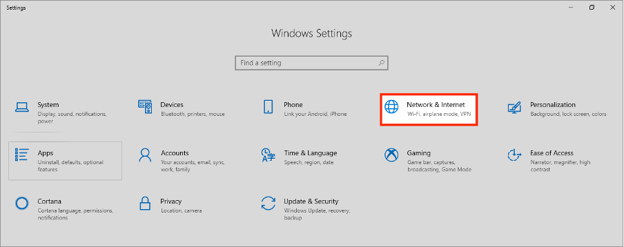 Windows network settings