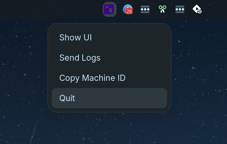 Linux system tray