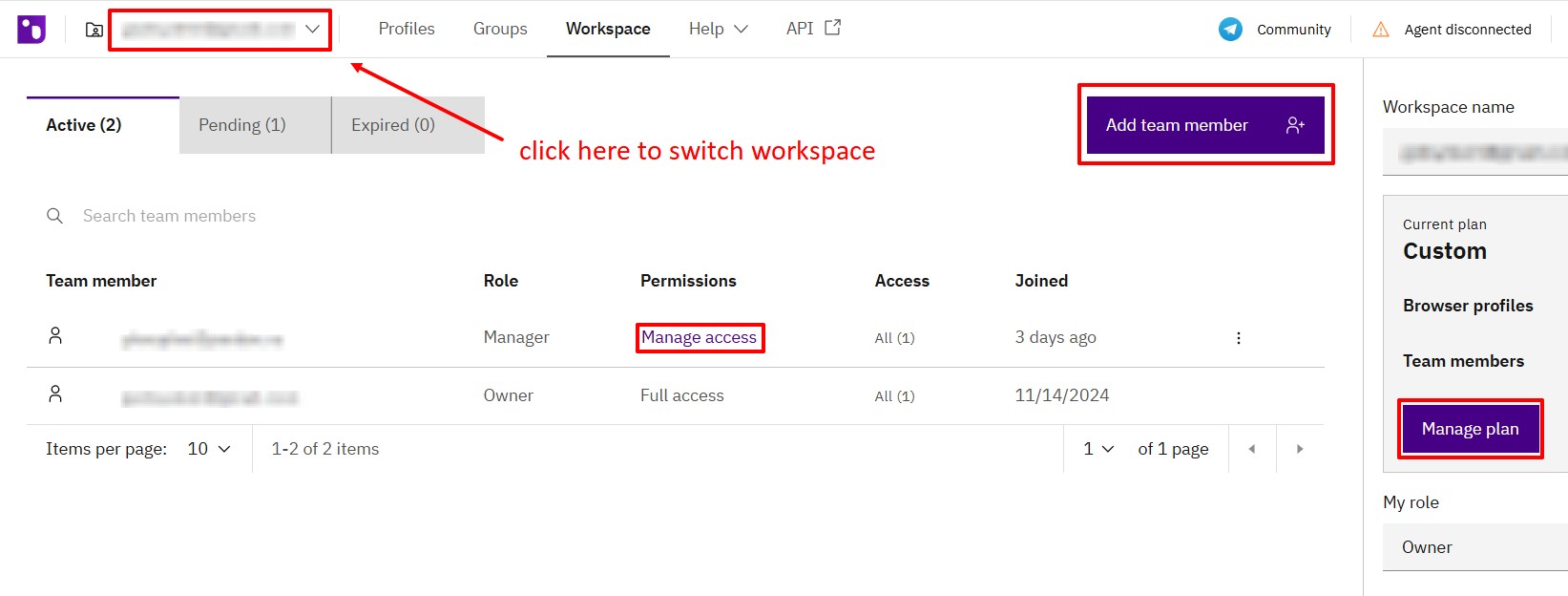 Indigo X Project section interface